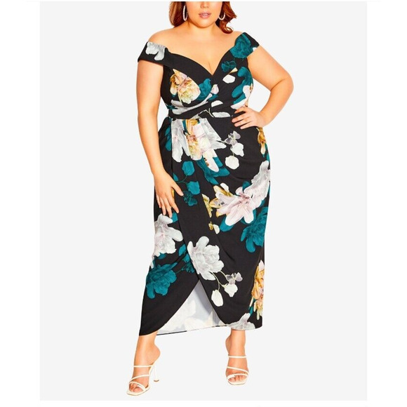 NEW City Chic Plus Size Maxi Floral Glow Dress Maxi Womens M/18W MSRP$169 - Picture 3 of 9
